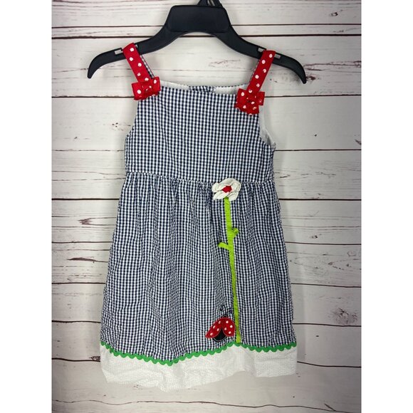 Emily Rose Size 6 Sleeveless Plaid Lady Bug‎ Spring Dress - Picture 1 of 7